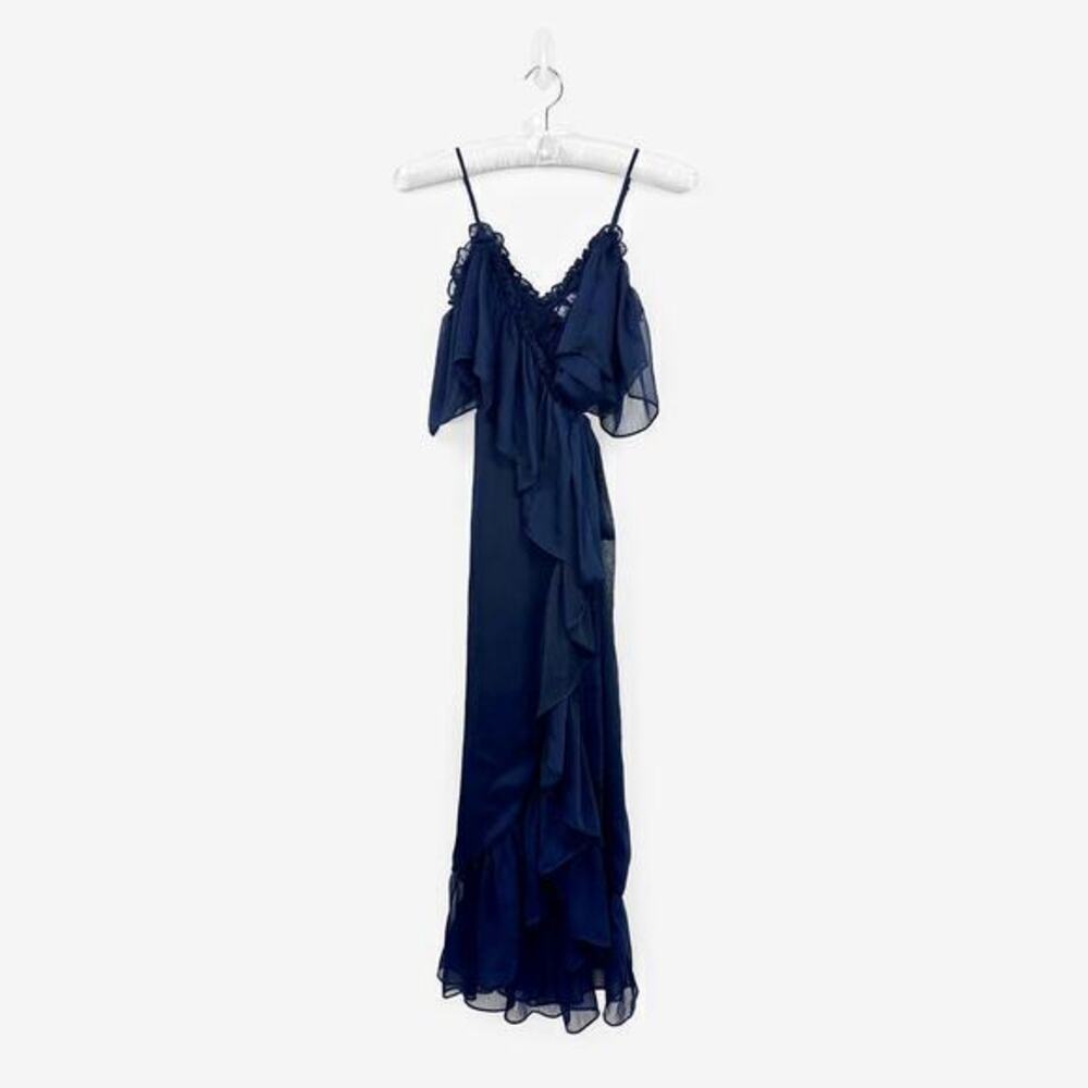 MISA Los Angeles Tayla‎ Ruffle Dress Size S Navy Blue Glam Party Event Girlcore